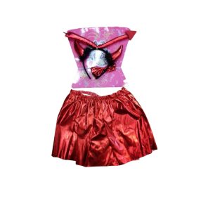 Piros 4 részes ördög szett lányra - Halloween - ÚJ