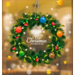 Öntapadós karácsonyi ablakmatrica (koszorú)