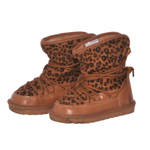 Barna, Leopard mintás  bélelt csizma (22)