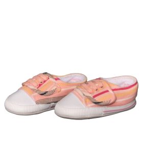 Rózsaszín csíkos  baba cipő (16-17)