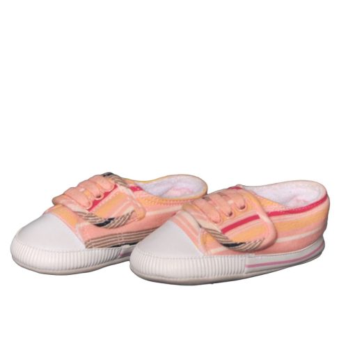 Rózsaszín csíkos  baba cipő (16-17)