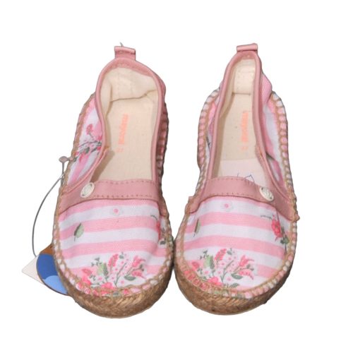  Mayoral - Rózsaszín-fehér csíkos, virág mintás  espadrilles (33)