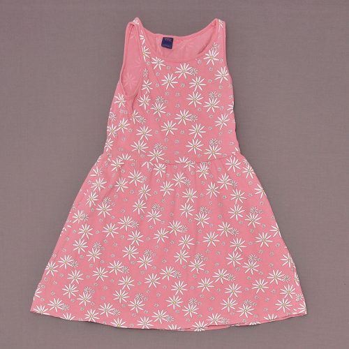 Rózsaszín, virágmintás ruha (146-152)