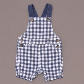 Kék, Fehér kockás kantáros rövidnadrág (62-68)