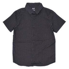 Sötétkék, mintás rövid ujjú ing (134-140)