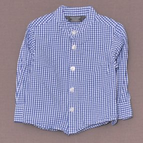 Kék kockás hosszú ujjú ing (62-68)