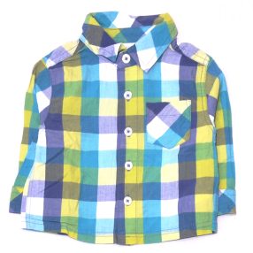 Kék-zöld kockás hosszú ujjú ing (74*)