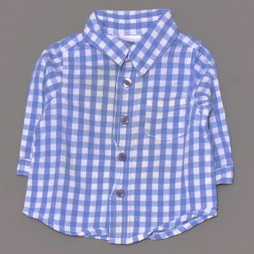 Kék, Fehér kockás hosszú ujjú ing (56-62*)