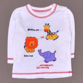 Fehér, állatos hosszú ujjú póló (56-62)