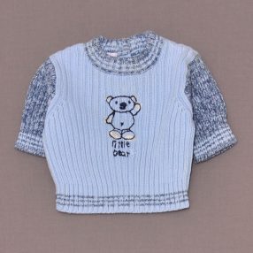 Világoskék, macis pulóver (50)