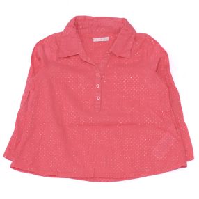 Rózsaszín, ezüst pöttyös hosszú ujjú blúz (110)