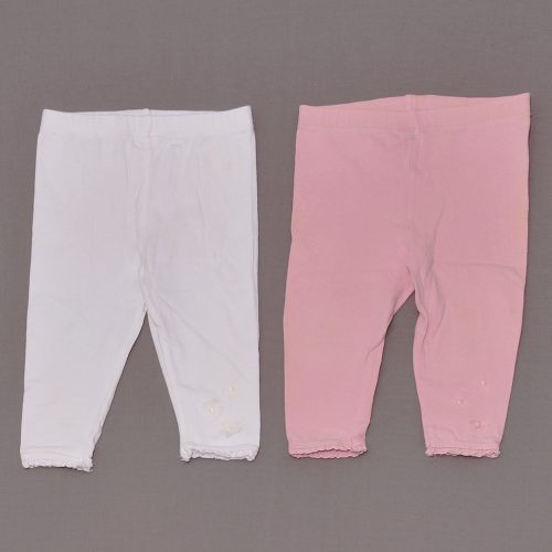 Fehér, Rózsaszín leggings szett (74-80)