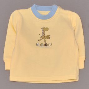 Sárga, zsiráfmintás pulóver (68-74)