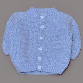 Kék, maci gombos kardigán (56-62*)