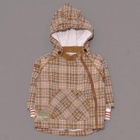 Barna kockás átmeneti kabát (74)