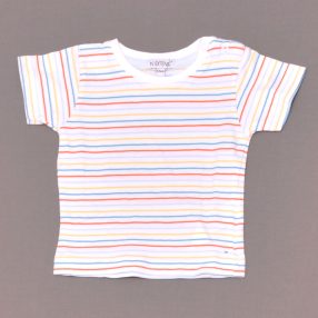Fehér, színes csíkos póló (62-68)