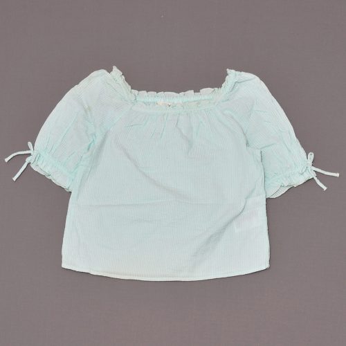 H&M - Mentazöld, bordás rövid ujjú felső (134)
