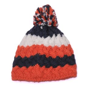Kék, Narancs csíkos kötött sapka (128-140)