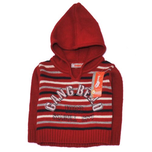 Piros, kapucnis pulóver (74-80)