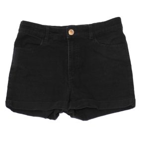 H&M - Fekete, sztreccs,  farmer rövidnadrág (152)