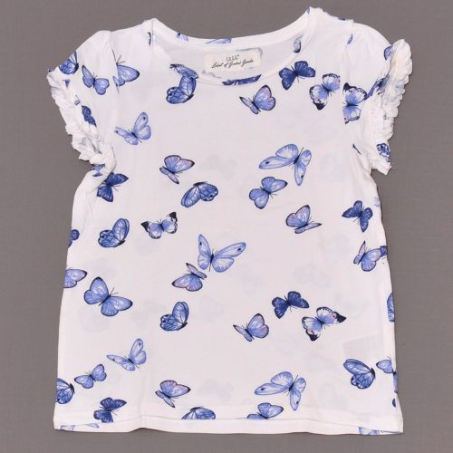 H&M - Fehér, pillangós rövid ujjú felső (122-128)