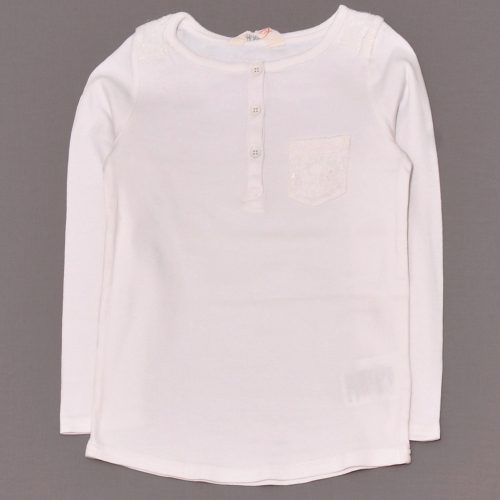 H&M - Fehér, gombos hosszú ujjú póló (110-116)