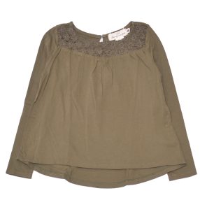 H&M - Zöld, csipkés hosszú ujjú felső (122-128)