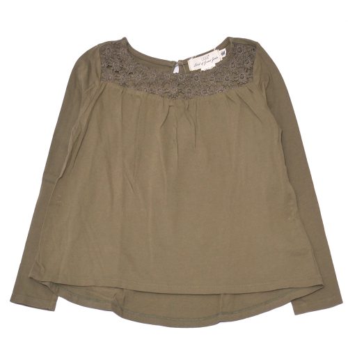 H&M - Zöld, csipkés hosszú ujjú felső (122-128)