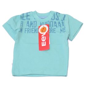 Kék, feliratos, vállán patentos póló (62) - ÚJ