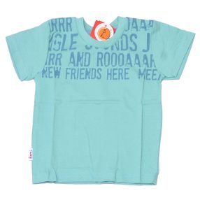 Kék, feliratos, vállán patentos póló (92) - ÚJ