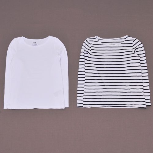 H&M - Fehér, Kék csíkos ruha szett (122-128)