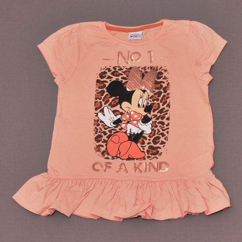 Disney, Minnie - Rózsaszín, flitteres, fodros rövid ujjú felső (110-116)