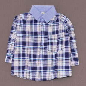Kék, Fehér kockás hosszú ujjú ing (74) - ÚJ!