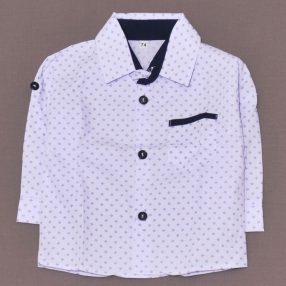 Fehér, Kék pöttyös hosszú ujjú ing (74) - ÚJ!
