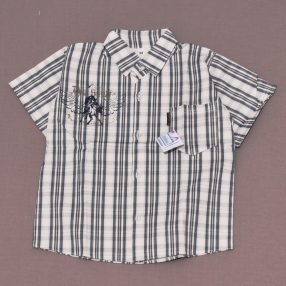 Kék kockás, lovas rövid ujjú ing (98) - ÚJ!