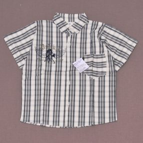 Kék kockás, lovas rövid ujjú ing (104) - ÚJ!