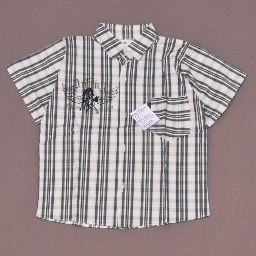 Kék kockás, lovas rövid ujjú ing (104) - ÚJ!