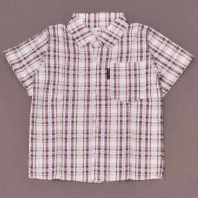 Barna, Lila kockás rövid ujjú ing (92) - ÚJ!