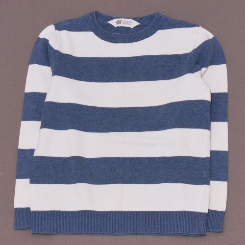 H&M - Kék, Fehér csíkos pulóver (122-128)