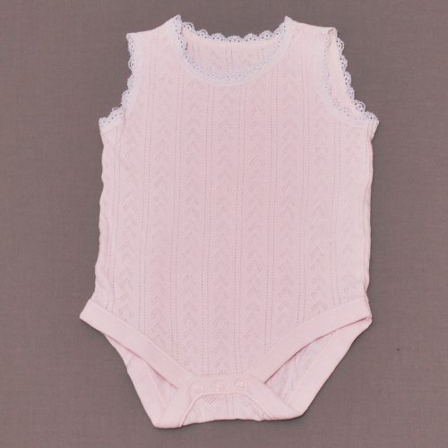 Rózsaszín, áttört mintás ujjatlan body (68)