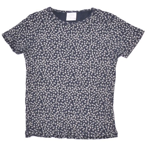 Zara - Kék, virágmintás bordás top (128)
