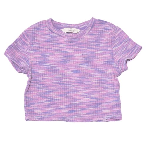 H&M - Lila, kék mintás crop, bordázott felső (134-140)