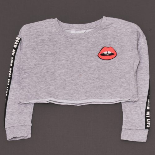 H&M - Szürke, flitteres crop pulóver (134-140)
