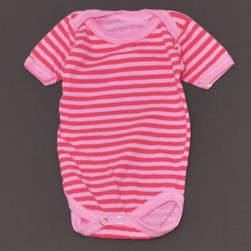 Rózsaszín-pink csíkos rövid ujjú body (56*)