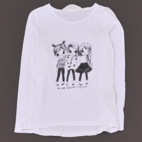H&M - Fehér, lányos hosszú ujjú póló (110-116)