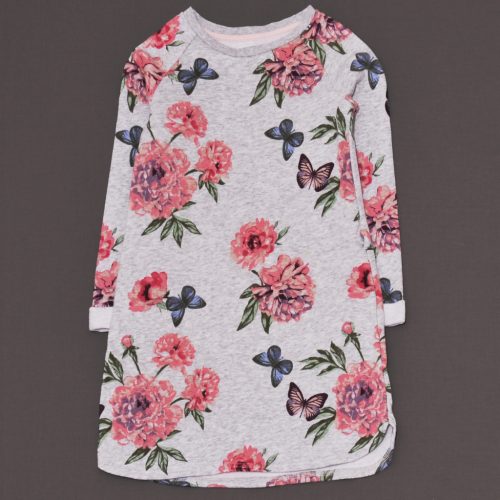 H&M - Szürke, virágmintás pulóver/ruha (110-116)