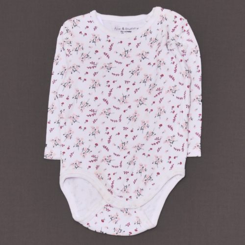 Fehér, virágmintás hosszú ujjú body (74)