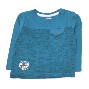 Türkiz, fekete csíkos hosszú ujjú póló (74)