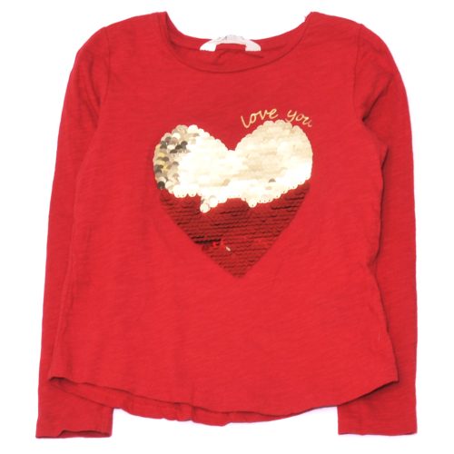 H&M - Piros, flitteres hosszú ujjú póló (122-128)