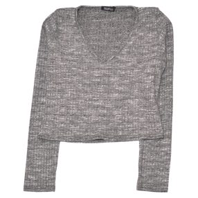 Szürke, bordázott crop felső (176)